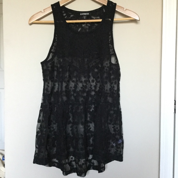 Express Tops - Express Black Lace Sleeveless Tunic